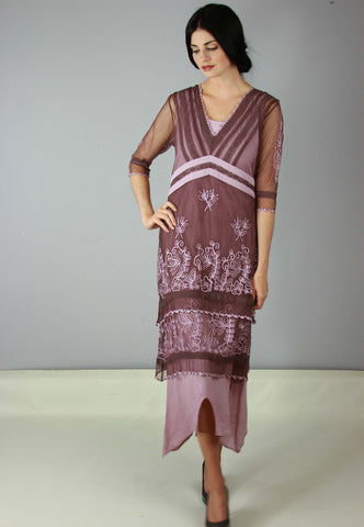 Titanic signature vintage dress in mauve colors