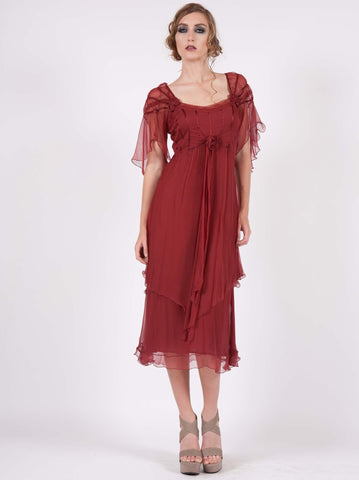 940’s inspired Othelia dress in ruby