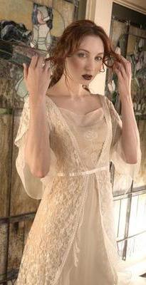 vintage style chiffon dresses with lace insertions