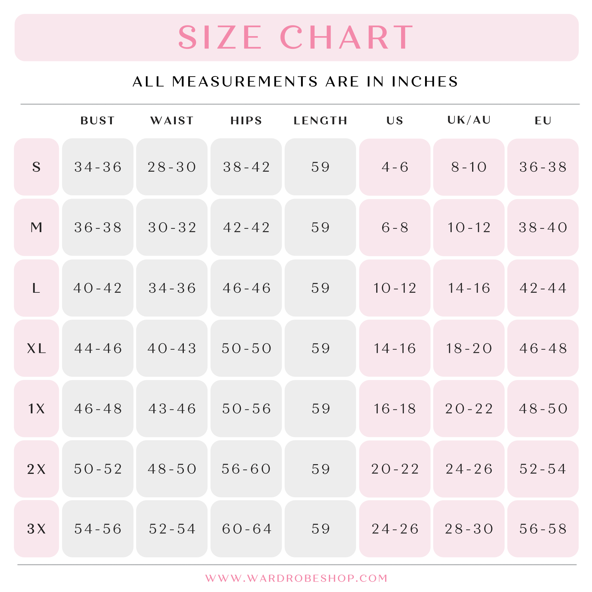 AGNES Gatsby Lady Size Chart