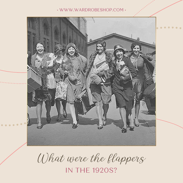 Ladies walking in the street wearing vintage flapper dresses of 1920s era