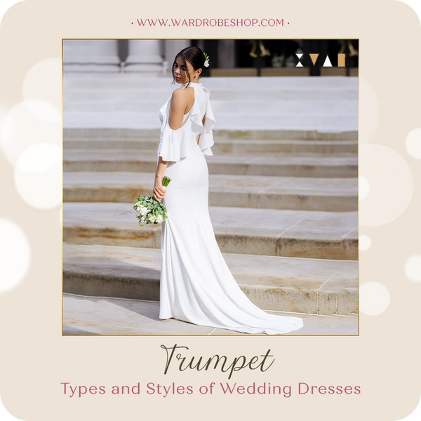 White trumpet style wedding dress for wedding party