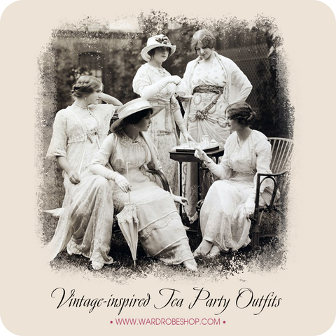 Group of friends wearing tea party dresses