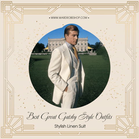 White Stylish Linen Suit for a Great Gatsby inspired theme party