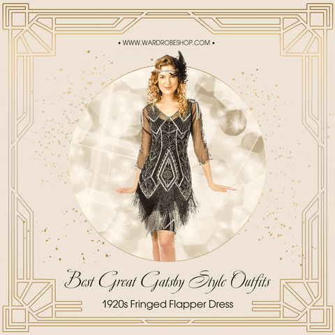 1920s V Neck  Gatsby Theme Flapper Dress