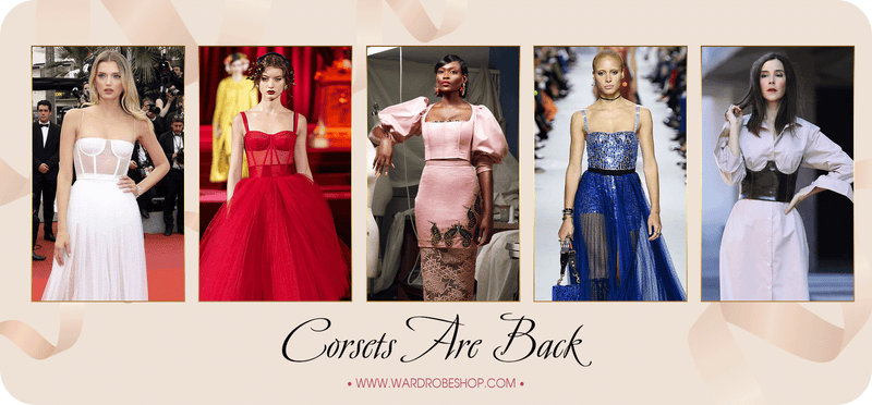 Beautiful women in corset dresses