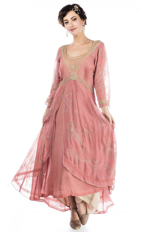 EDITH DOWNTON ABBEY INSPIRED DRESS IN PINK BEIGE BY NATAYA