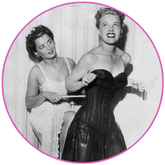 Ladies using a style of corset and girdle
