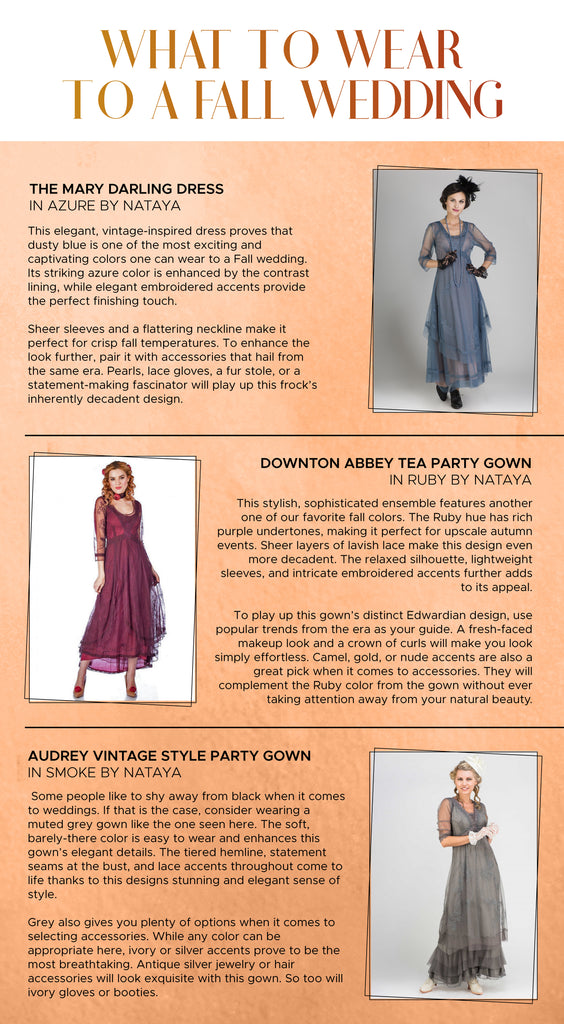 How to Dress for a Fall Wedding infographic