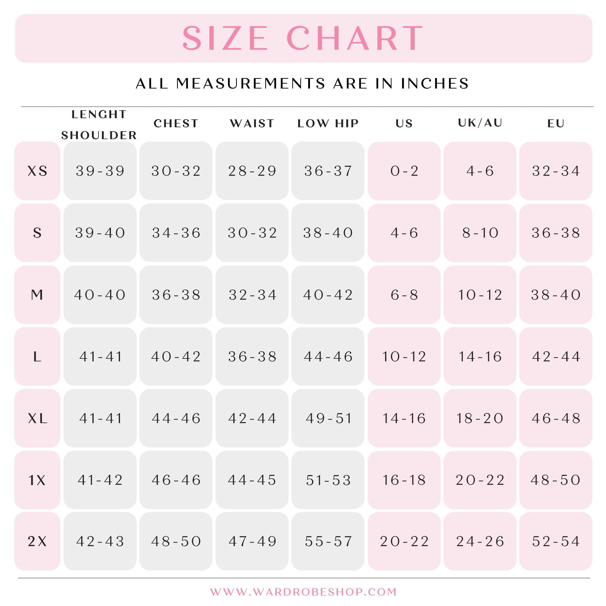 MARTA Gatsby Lady Size Chart
