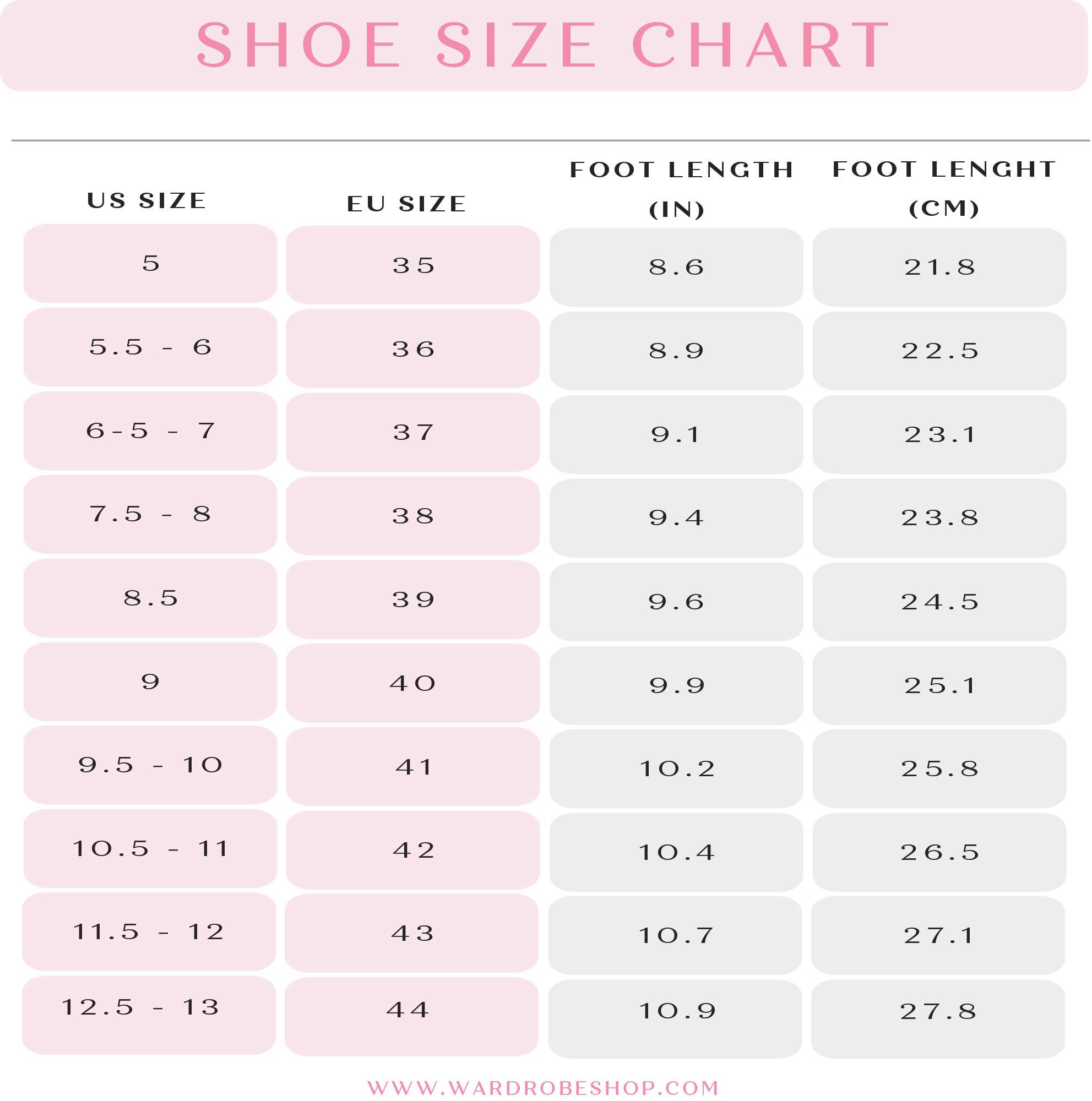 Spring Step Shoes Size Chart