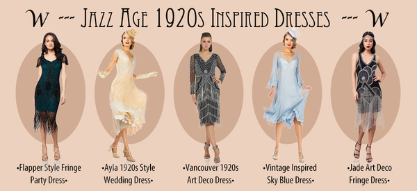 Jazz age 1920s inspired dresses