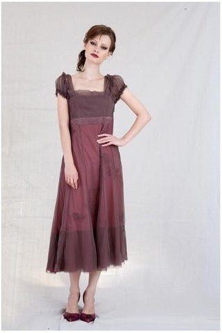 Empire Party Dress in Charcoal-Berry by Nataya
