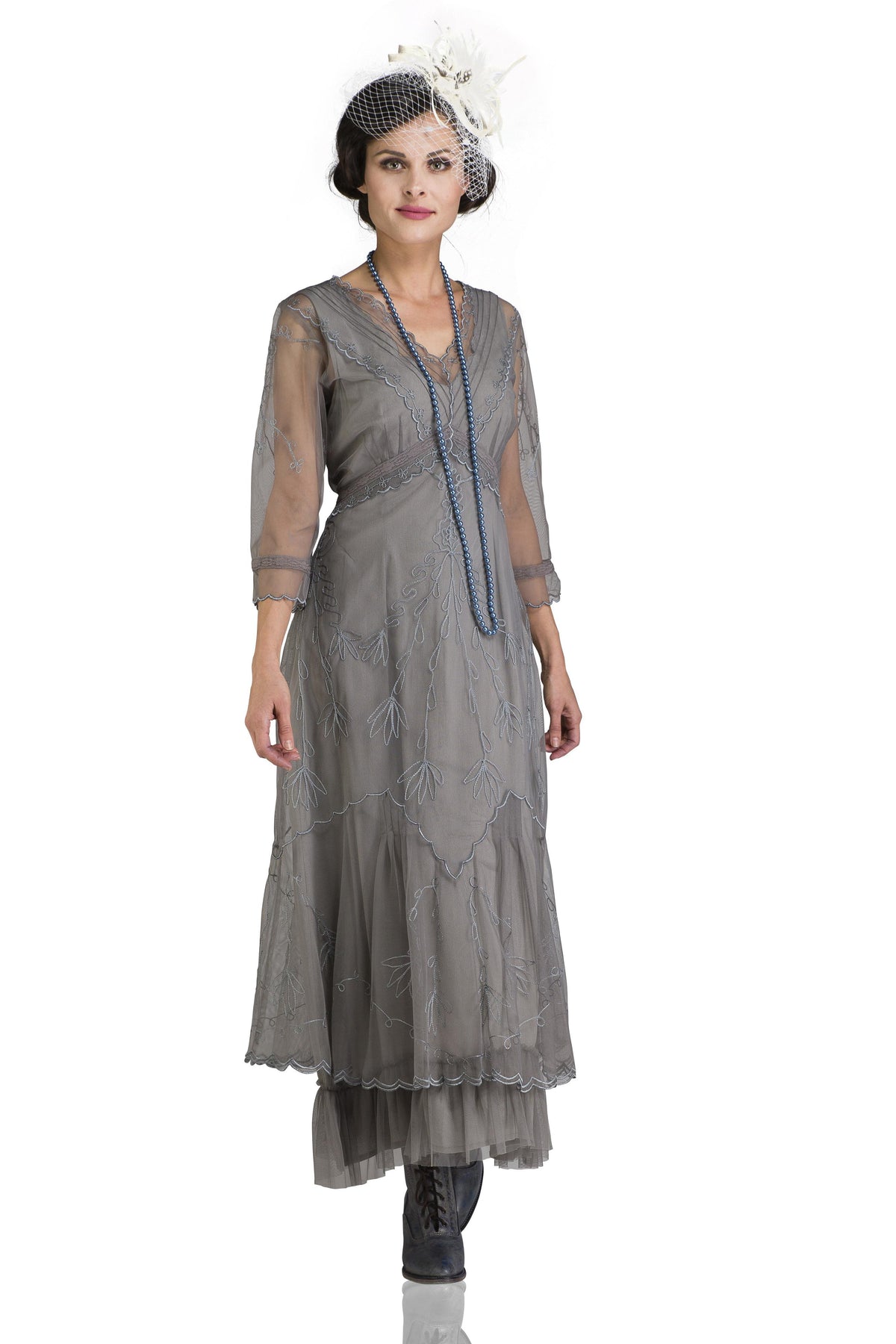 Edwardian Evening Dress History | Ballgowns, Dinner Dress Somewhere in Time Dress in Smoke by Nataya $265.00 AT vintagedancer.com