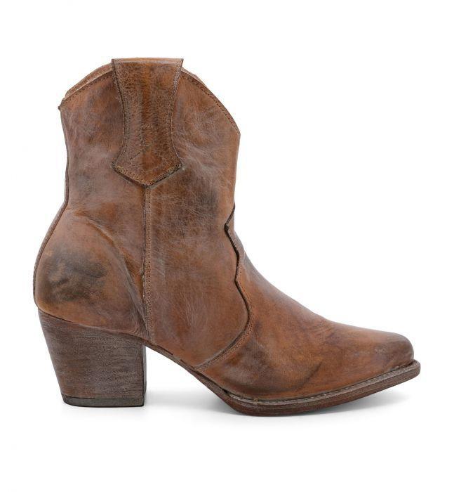 Baila Leather Ankle Cowgirl Boots in Rustic by Oak Tree Farms ...