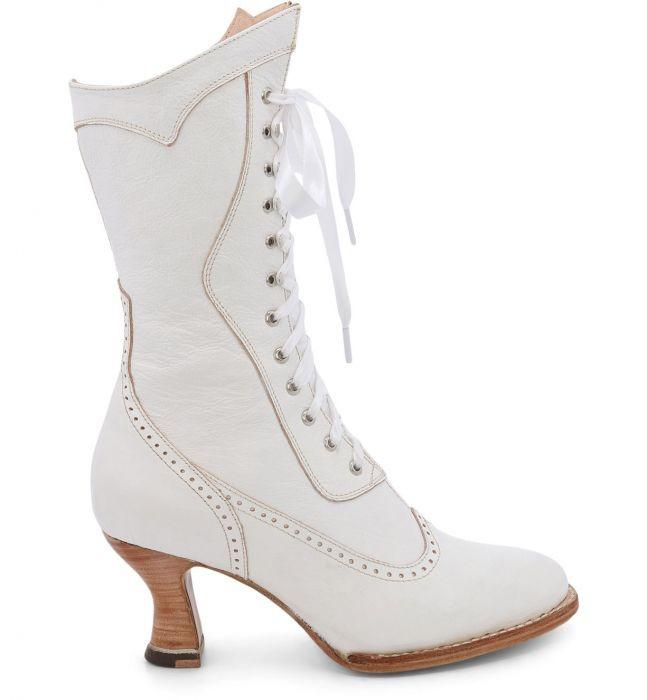 Victorian Wedding Shoes Modern Boots High Heels, Lace Appliqué