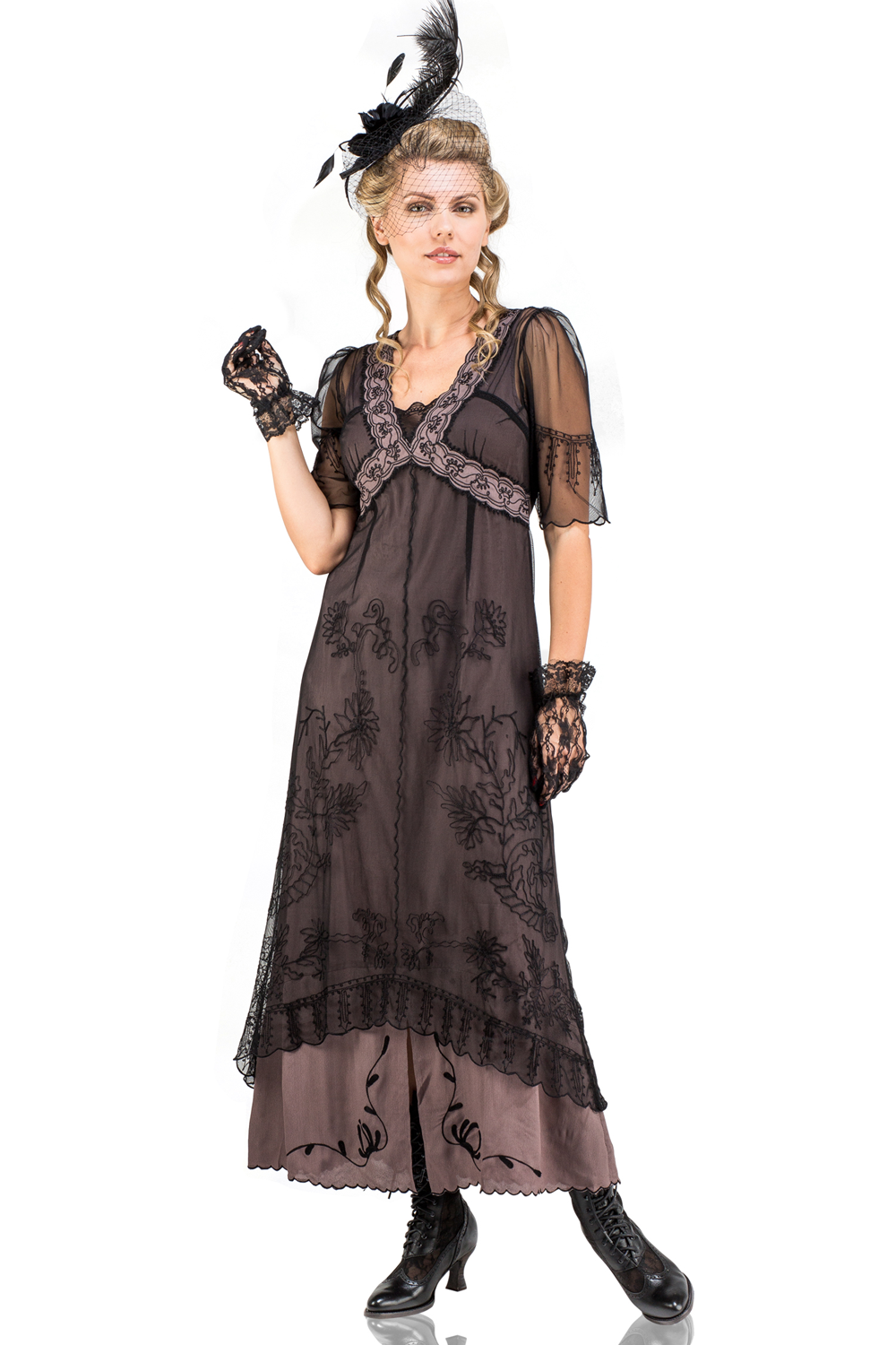 Downton Abbey Inspired Dresses New Vintage Titanic Tea Party Dress in Black-Coco by Nataya $249.00 AT vintagedancer.com