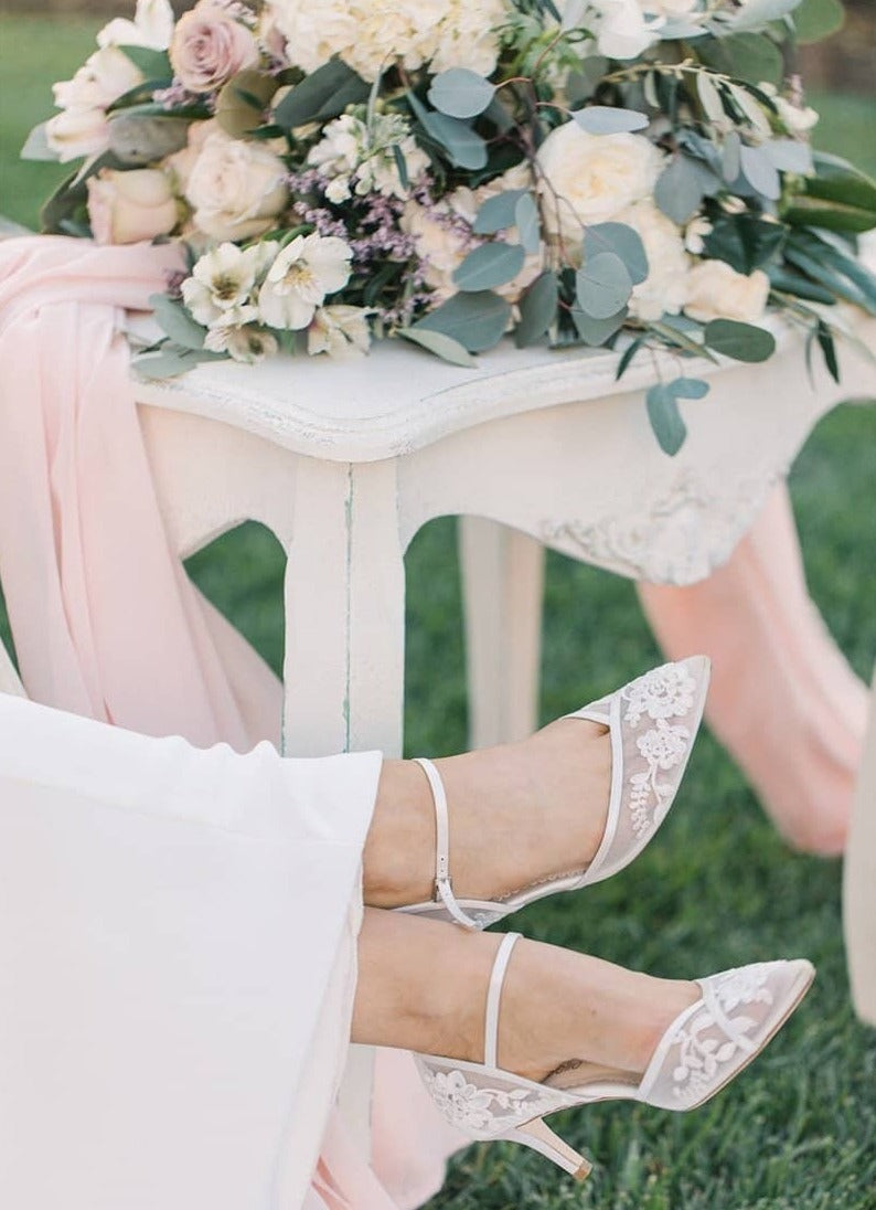 Candice Lace Wedding Heels in Ivory