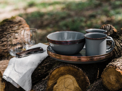 BAREBONES Enamel Bowl Set 2 - Slate Grey