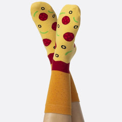 Novelty socks packaged to look like Pizza!