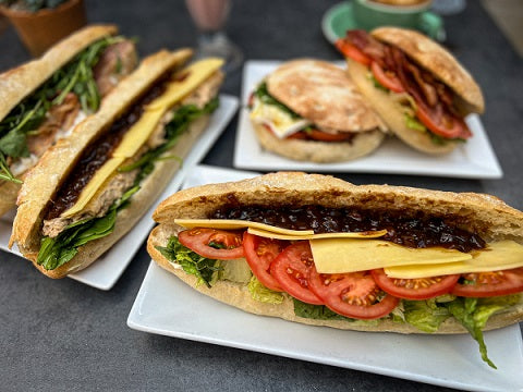 assortment of sandwiches at 200 degrees coffee
