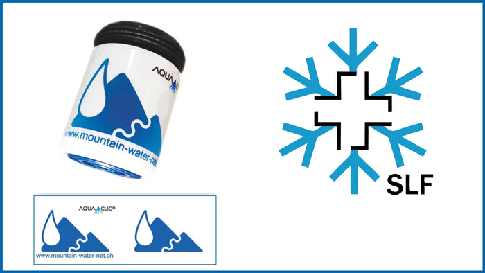 AquaClic dans le design SLF ainsi que logo : Mountain-Water-Net.ch