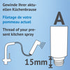 Hauteur du filetage de la douchette existante: 15 mm: standard