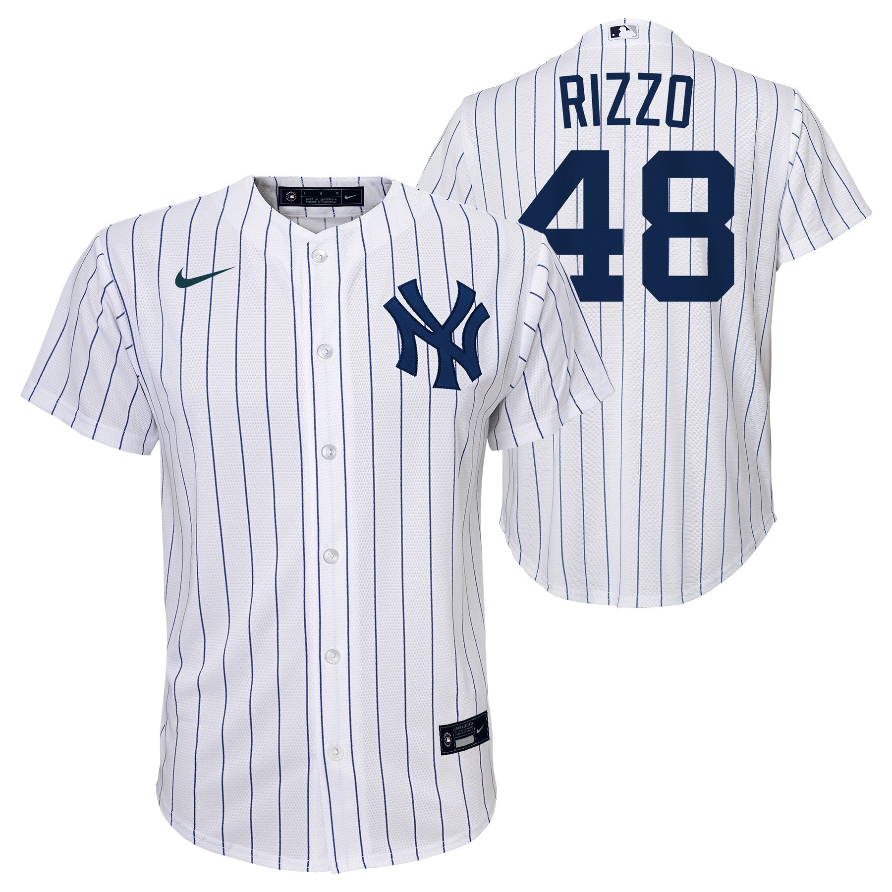 Youth Anthony Rizzo New York Yankees White Home Screen Print Replica P
