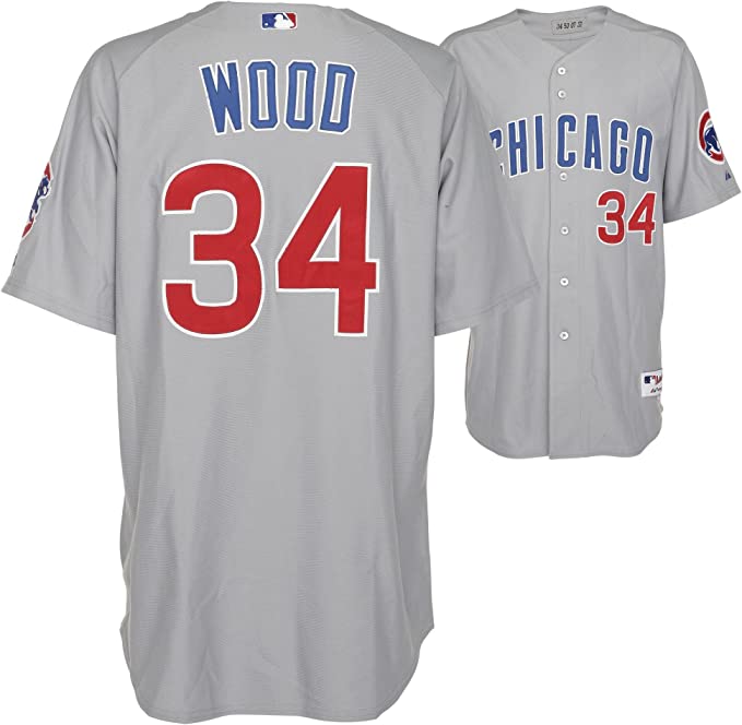 Mens Majestic Chicago Cubs Kerry Wood Road Gray Authentic Jersey