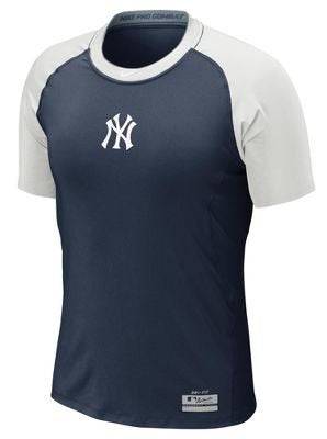 NIKE MLB York Yankees Pro Combat Core 1.2 Performance T-Shirt - Navy B