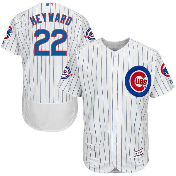 Majestic Athletic Chicago Cubs Jason Heyward Home Flexbase Authentic Jersey with 100 Years at Wrigley Field Commemorative Patch 60 (4XL) / White