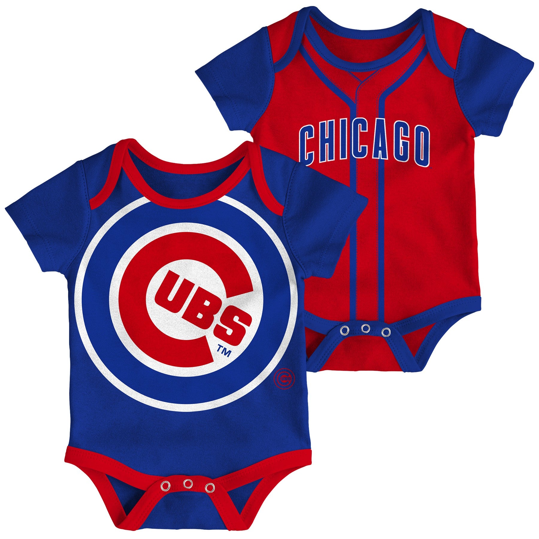 Infant MLB Chicago Cubs Double Short Sleeve 2 Pack Creeper Set 0/3M