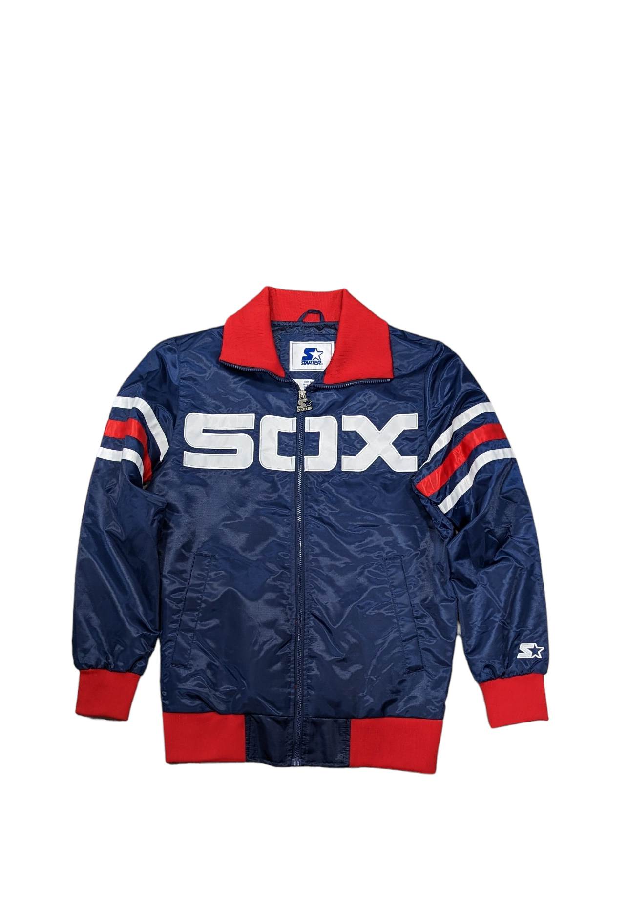 Men's Chicago White Sox Starter Navy The Captain III Full-Zip Varsity Jacket