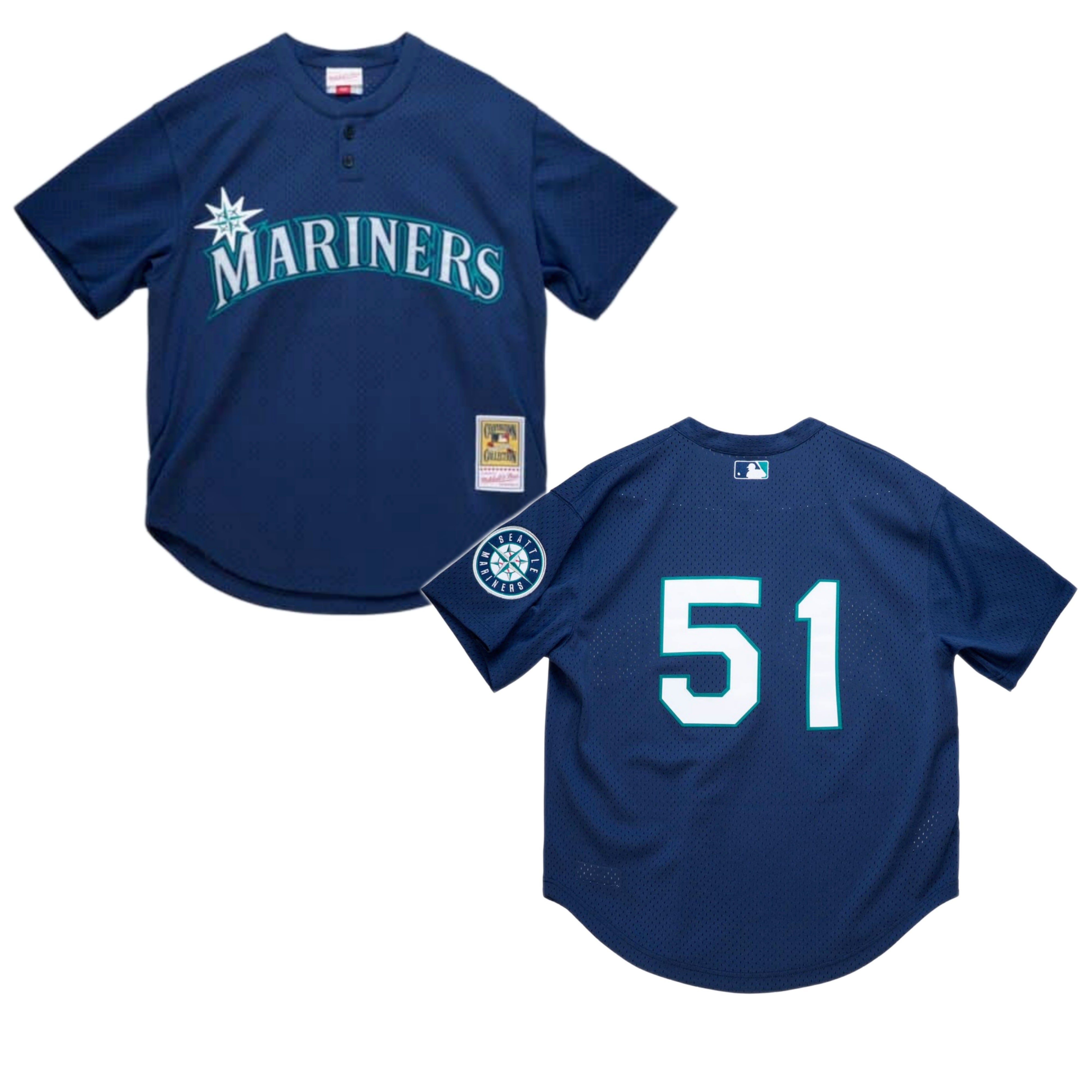 Men's Seattle Mariners Ichiro Suzuki 2002 Mitchell & Ness Navy Cooperstown Collection Mesh Batting Practice Jersey