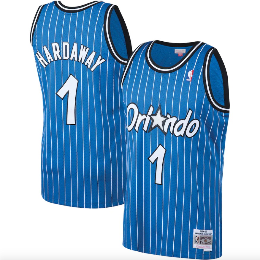 Men's Mitchell & Ness Penny Hardaway Black Orlando Magic 1994-95 Hardwood Classics Flames Swingman Jersey