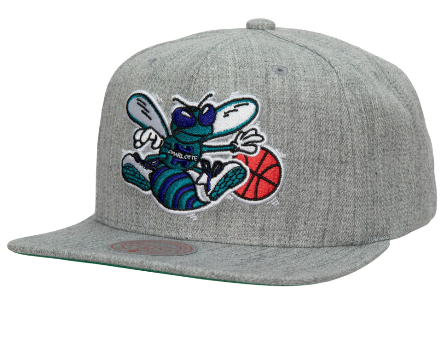 Men's Mitchell & Ness Heathered Gray Charlotte Hornets 2.0 Snapback Hat