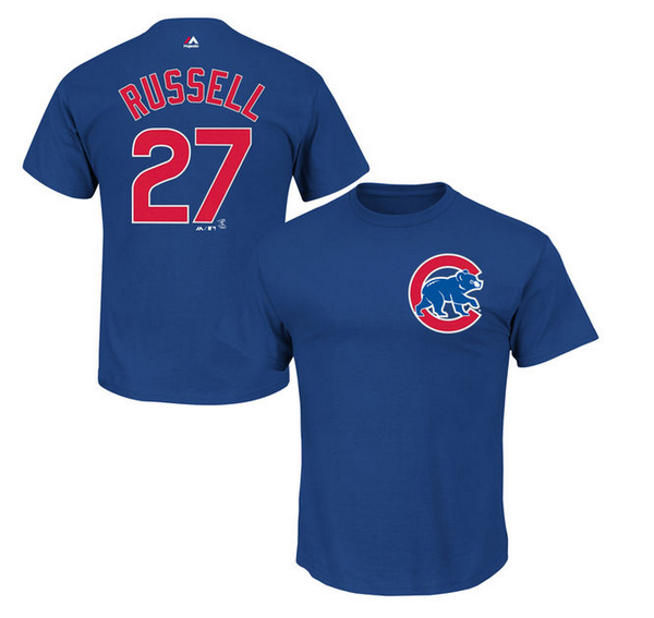 Men's Majestic Chicago Cubs #27 Addison Russell Authentic Blue
