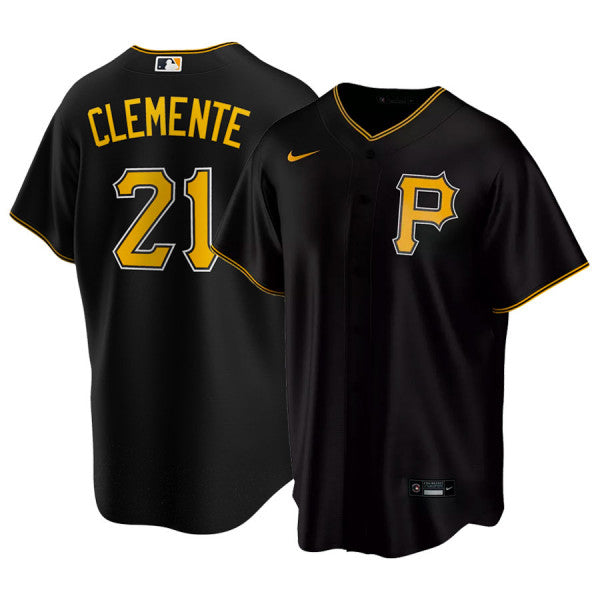 Nike Men's Nike Roberto Clemente Black Pittsburgh Pirates Cooperstown  Collection Name & Number T-Shirt
