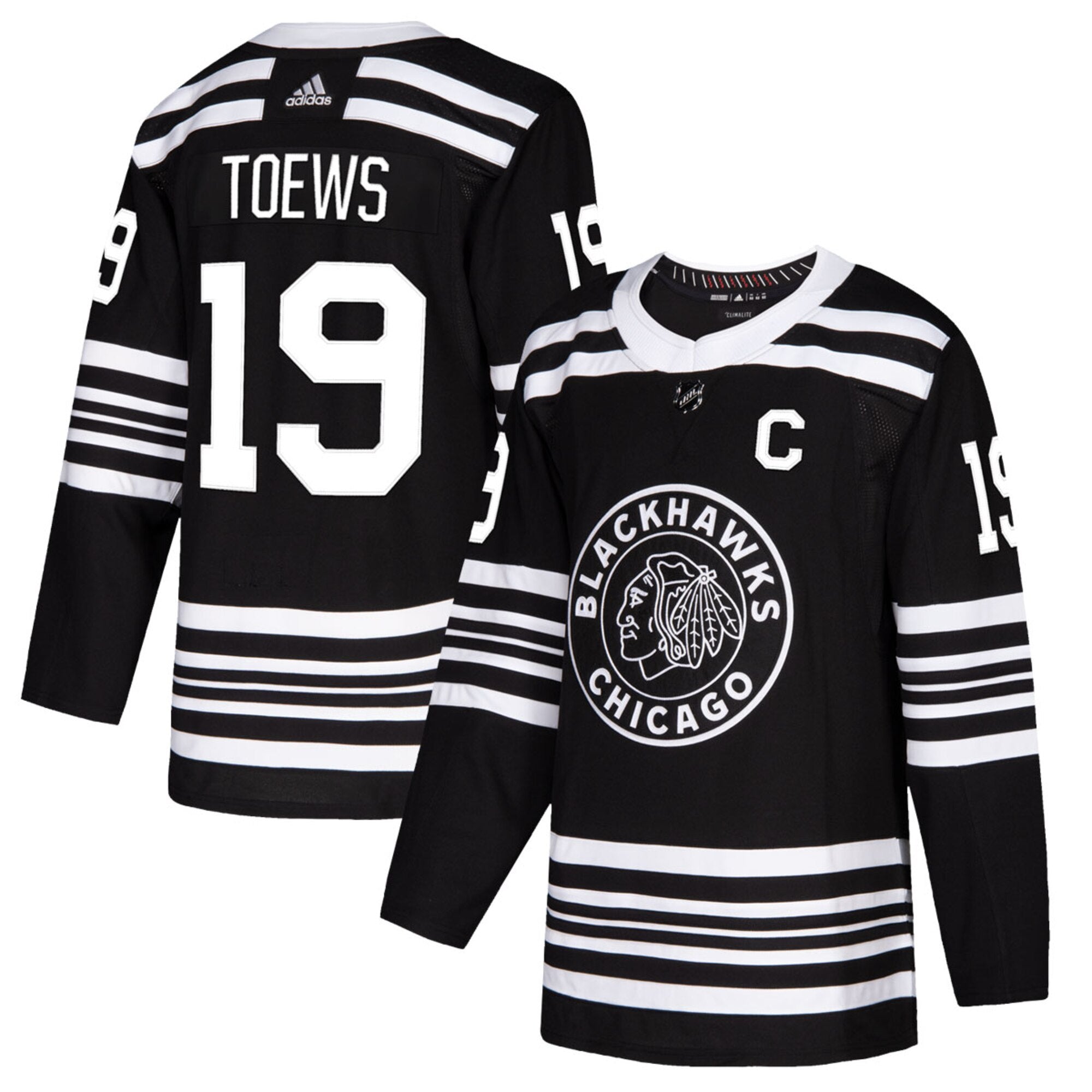 Men's Chicago Blackhawks Jonathan Toews Adidas Black Reverse Retro Premium Twill Authentic Team Jersey 56 (XXL)