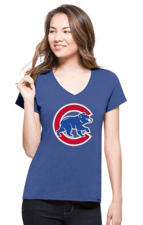  Chicago Cubs Red Splitter V-Neck Women's Tee, MLB