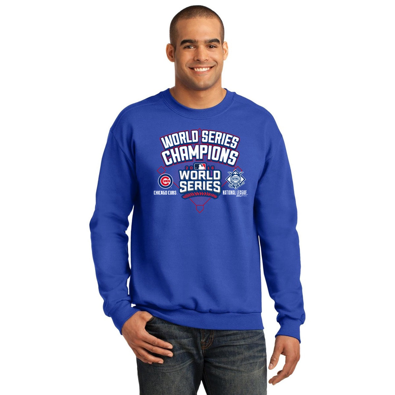 Men's Stitches Blue/Royal Chicago Cubs Cooperstown Collection V-Neck Team  Color Jersey