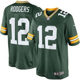 Youth NFL Green Bay Packers Aaron Rodgers Green and Yellow Jersey Size L  14/16