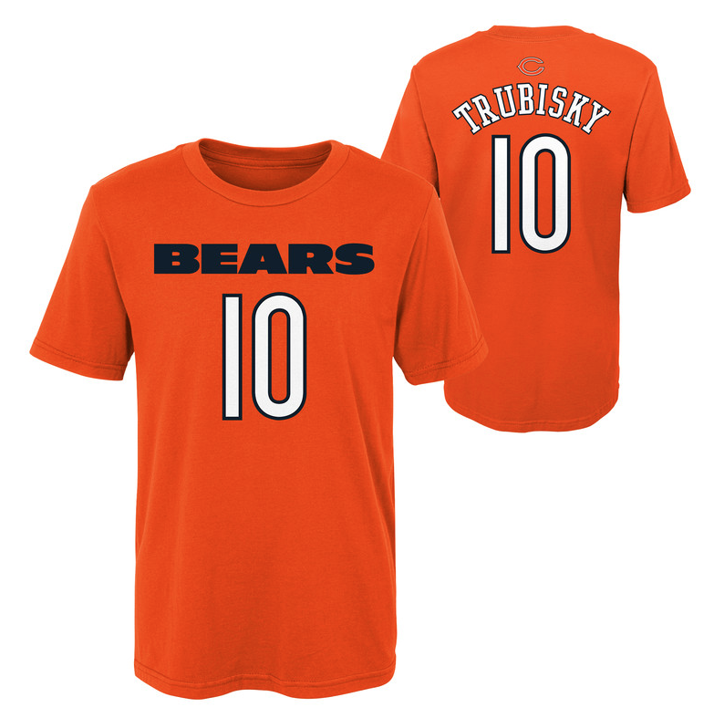 Youth Chicago Bears Mitchell Trubisky Orange Team Mainliner Name & Number T- Shirt