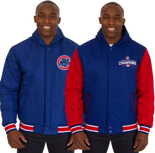 Chicago Cubs JH Design Youth Reversible Poly-Twill Hoodie Jacket - Royal/Red