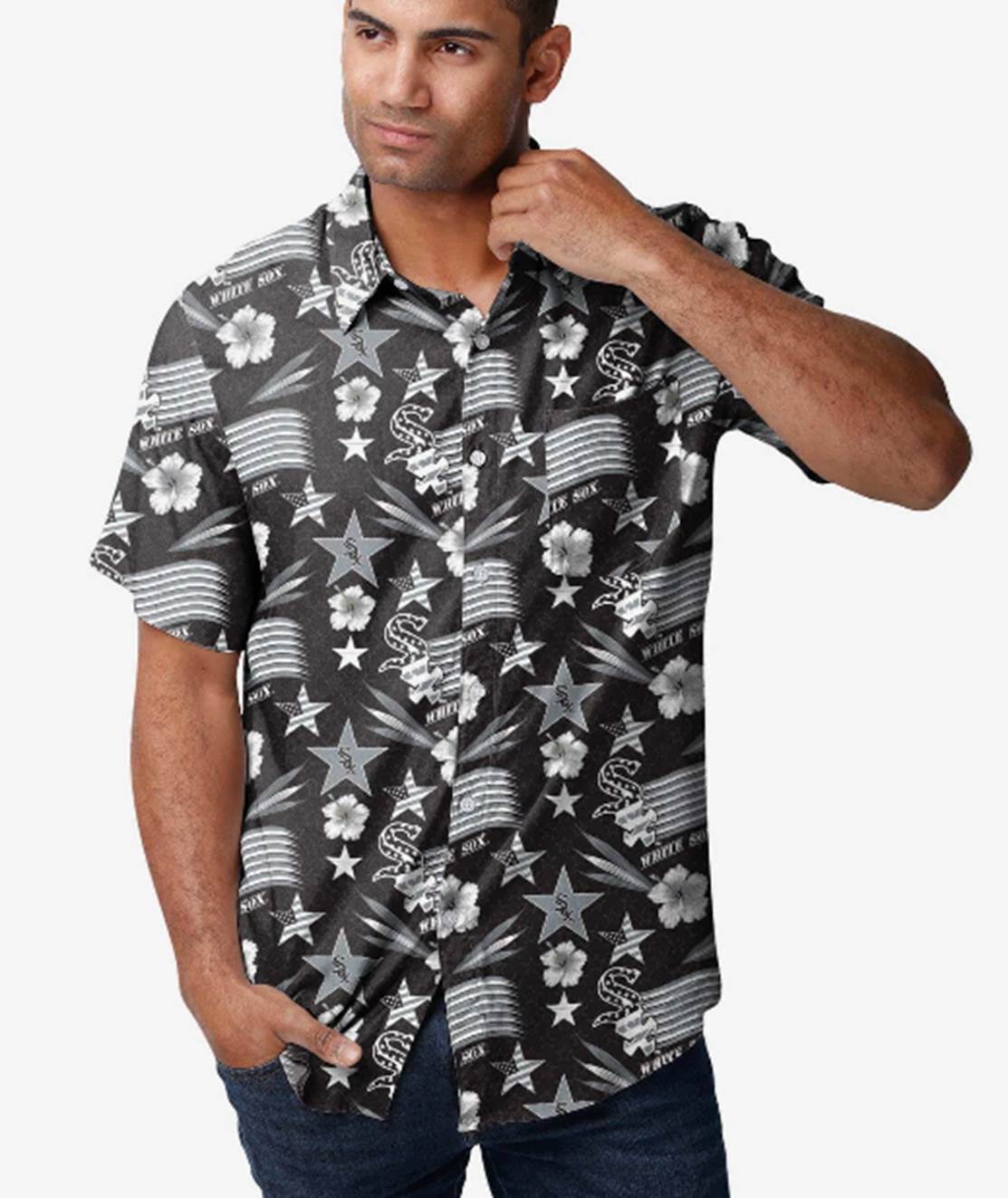 FOCO Baltimore Ravens NFL Mens Hawaiian Button Up Shirt - S