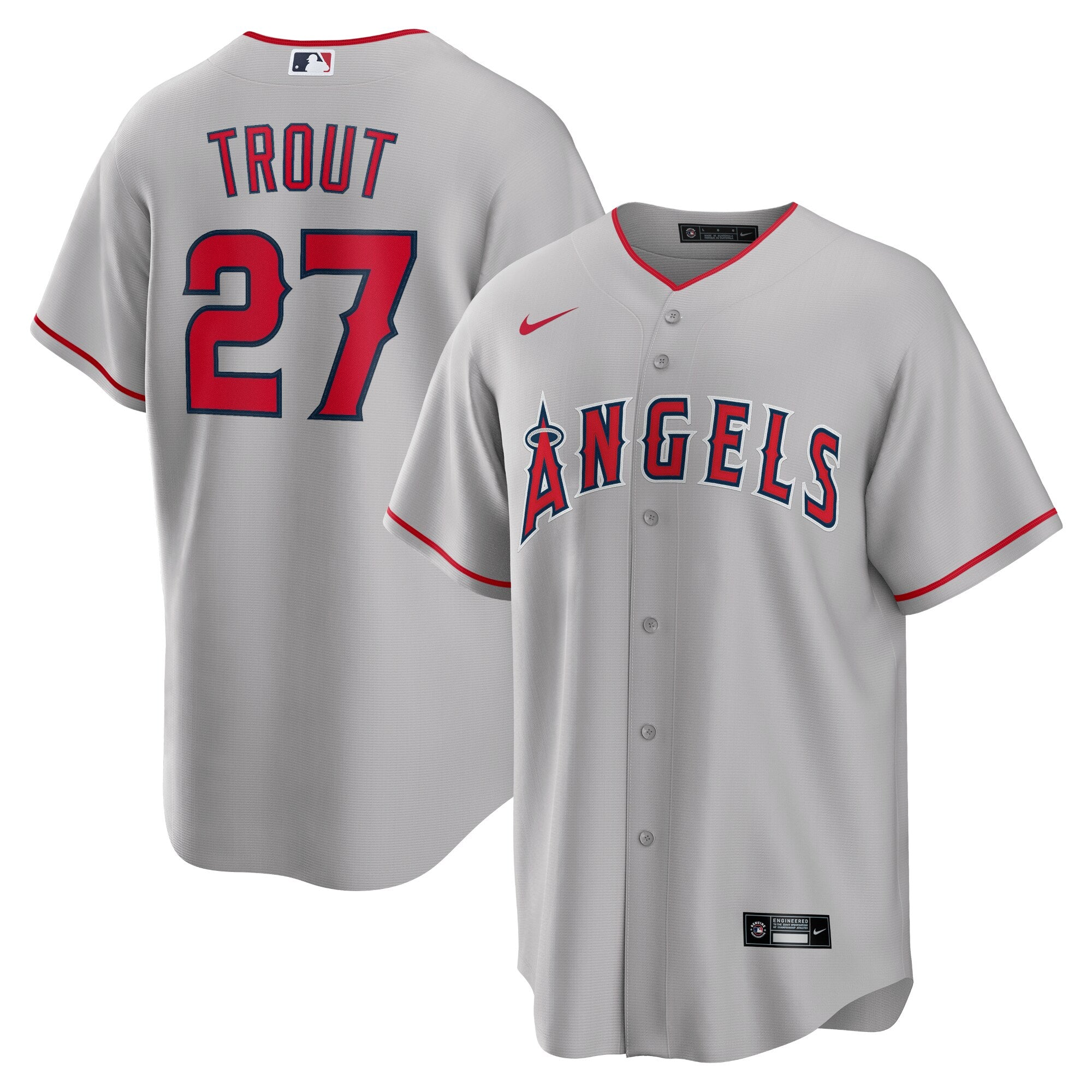 Nike Men's Los Angeles Angels Mike Trout Road Gray Replica Player Jersey