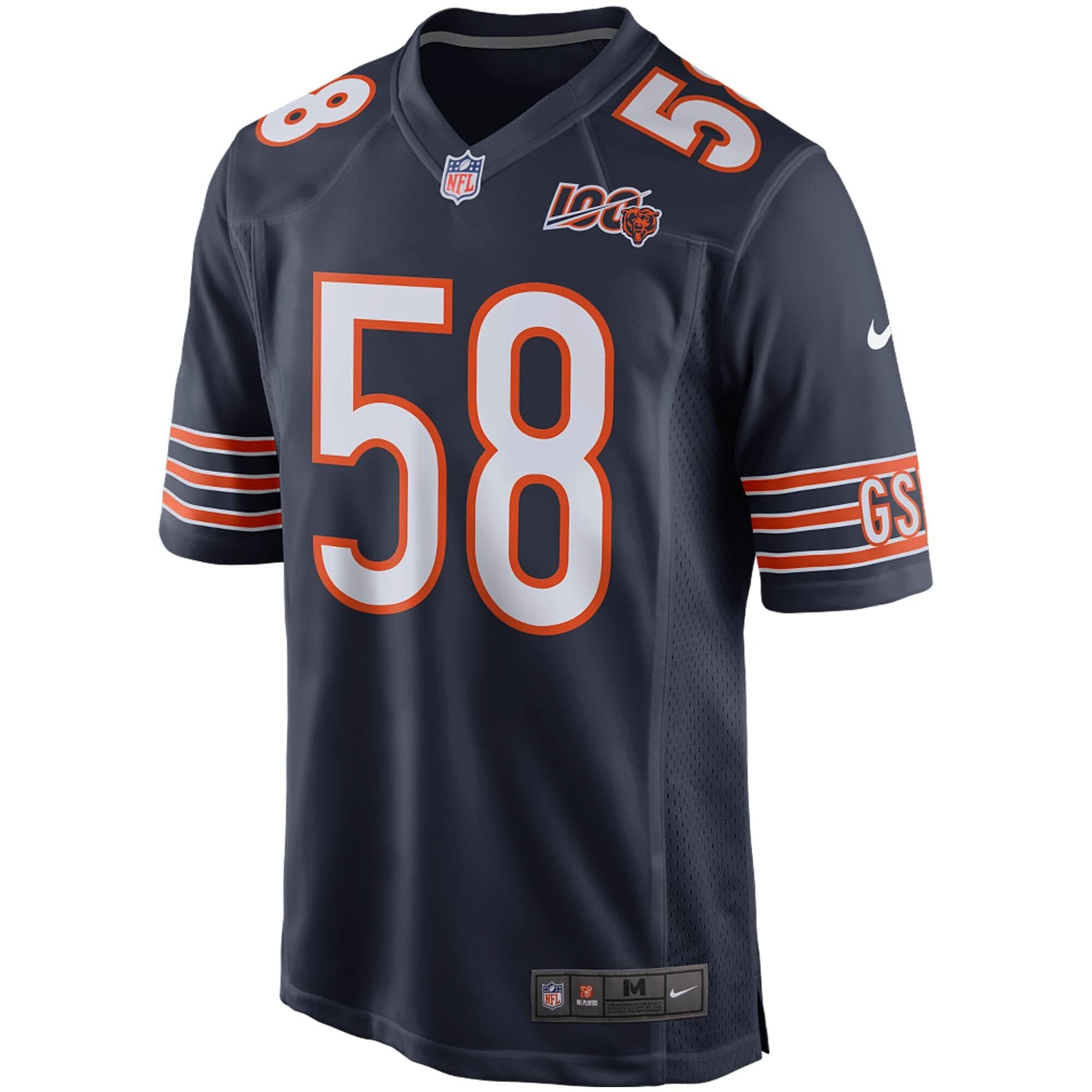 Men's Chicago Bears Roquan Smith Nike Navy 100th Season Game Jersey