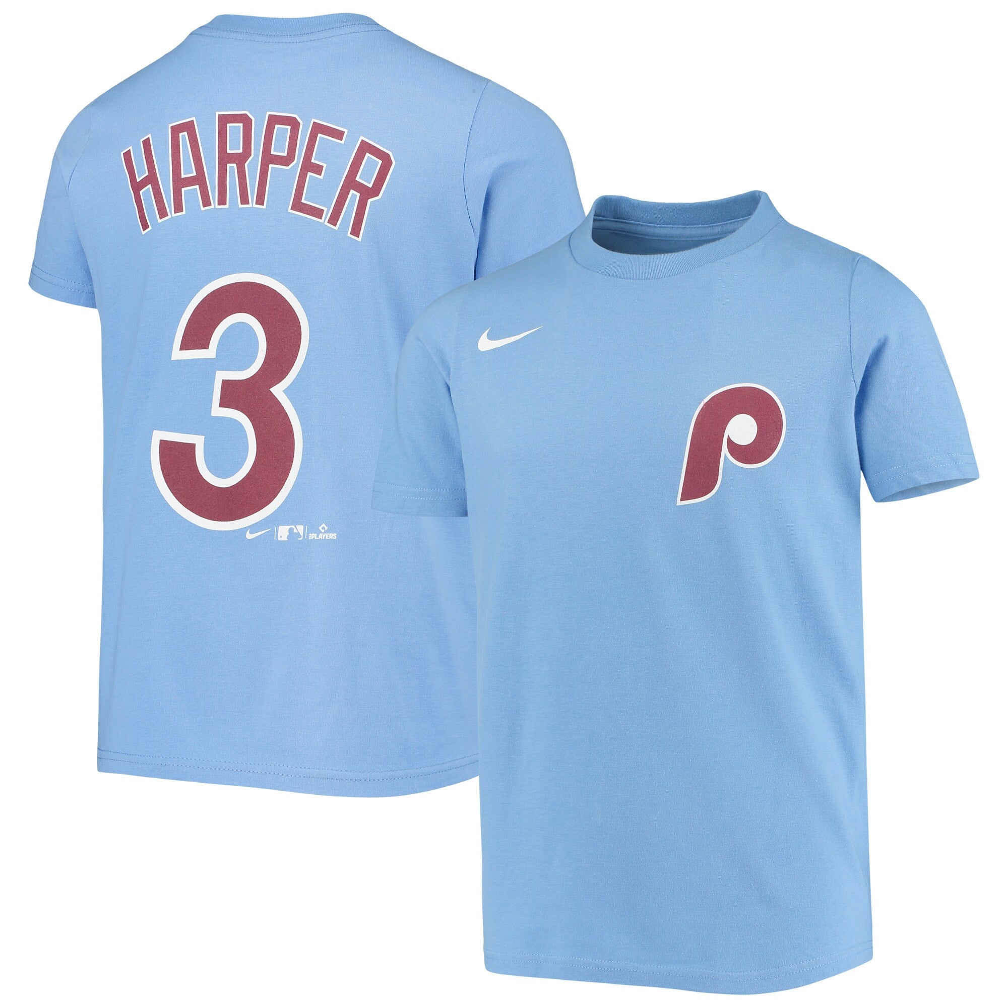 Youth Philadelphia Phillies Bryce Harper Nike Light Blue Player Name 
