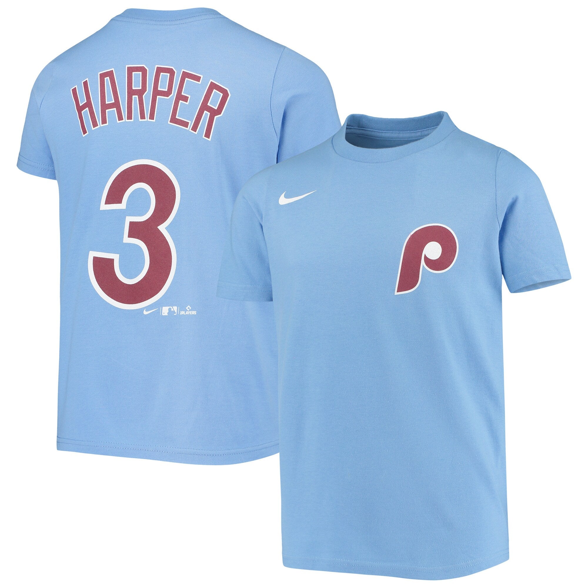 Youth Nike Bryce Harper Light Blue Philadelphia Phillies Player Name &  Number T-Shirt