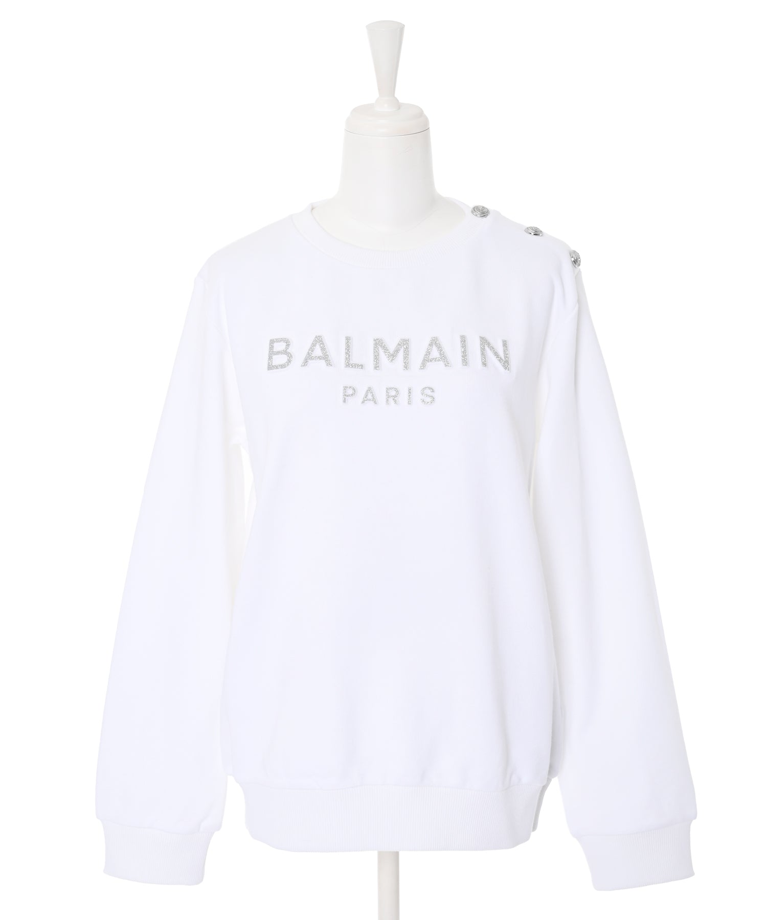 BALMAIN / 3Dラメスウェット / ホワイト | www.sugarbun.com